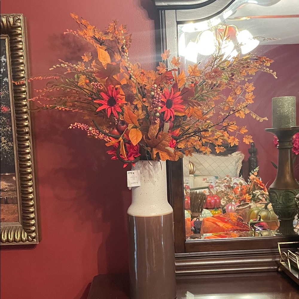 Autumn Floral Arrangement in Ceramic Vase